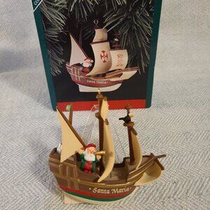 Vintage Hallmark Keepsake ornament Santa Clause on Santa Maria ship with box